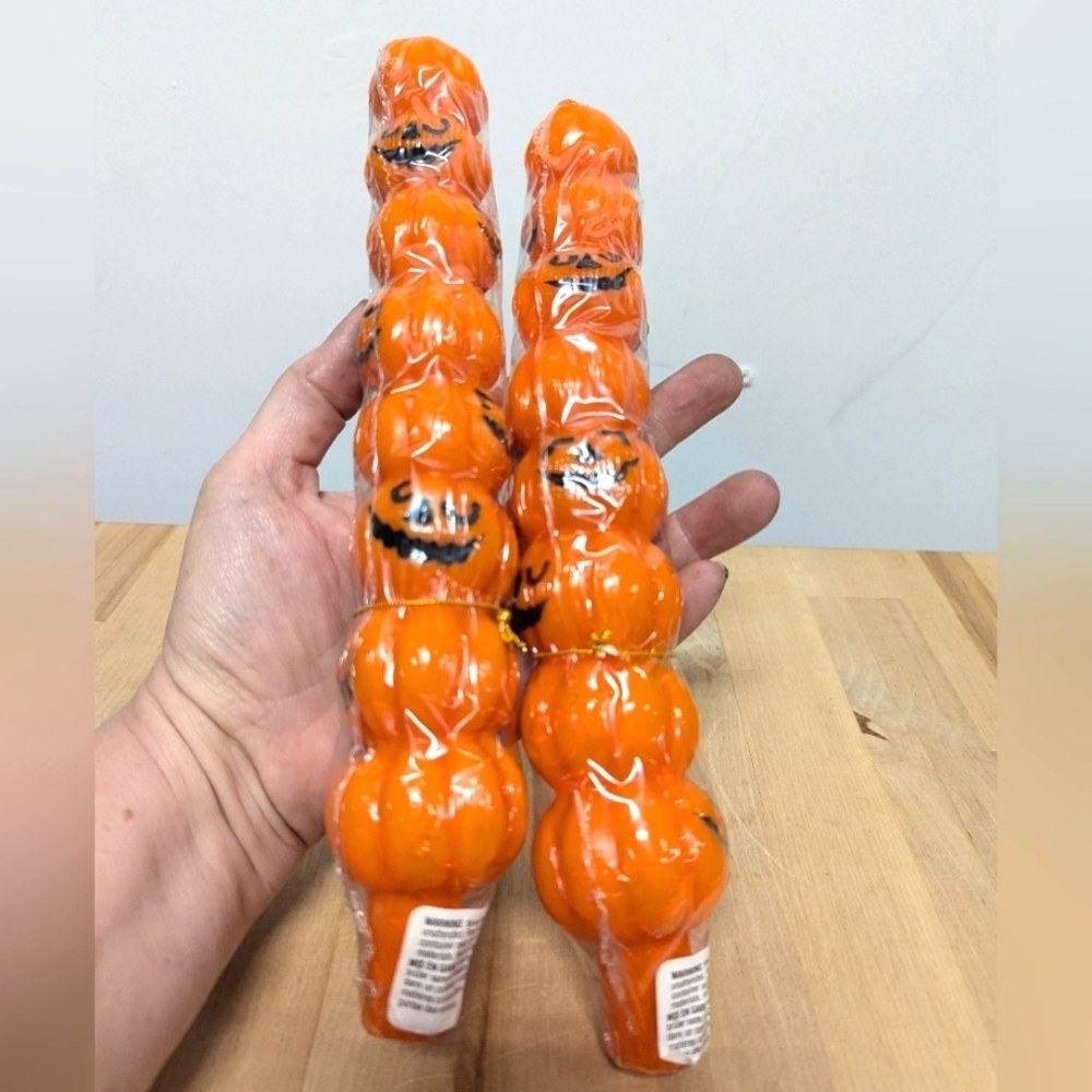 Vintage Dead Stock Stacked Pumpkin Candles Jack O Lantern Tapers Halloween 2